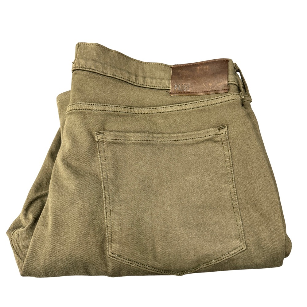 Paige Federal Jeans Mens 36 (37x30 ACYUAL) Slim Straight Aged Moss Green Denim